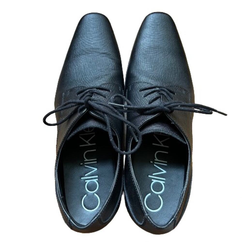 GUC Calvin Klein Men's Brodie Weave Emboss Black Oxford Shoe. Size 11.5 M. - Picture 2 of 12